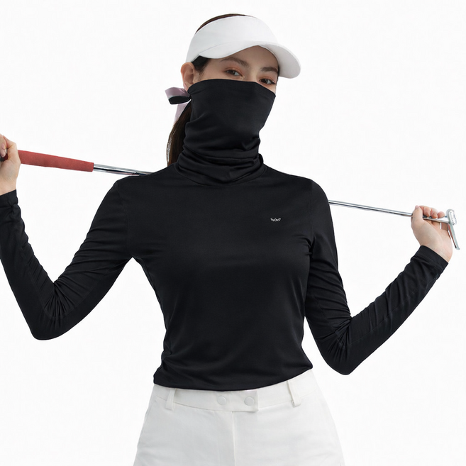 아소트 스포츠 아웃도어 프리미엄 골프이너 쿨링 여성 마스크 일체형 긴팔 티셔츠