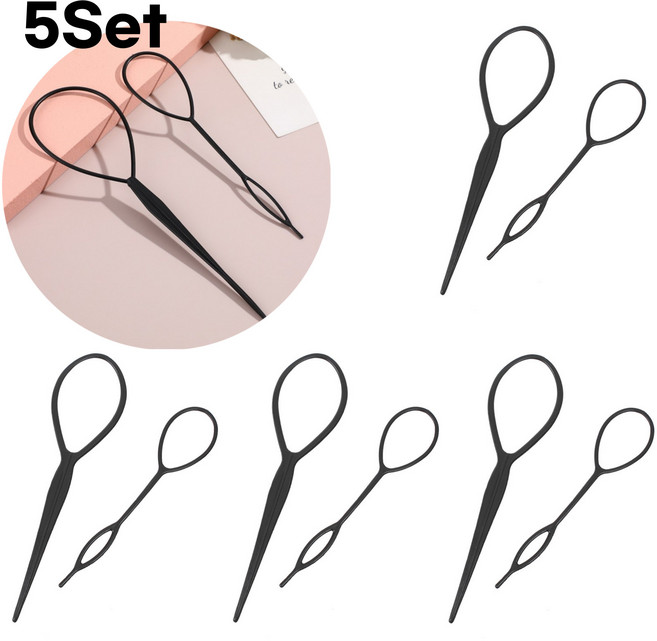 어반글로벌 올림머리 꽈베기 헤어 고리 핀 세트, 5개, 2종