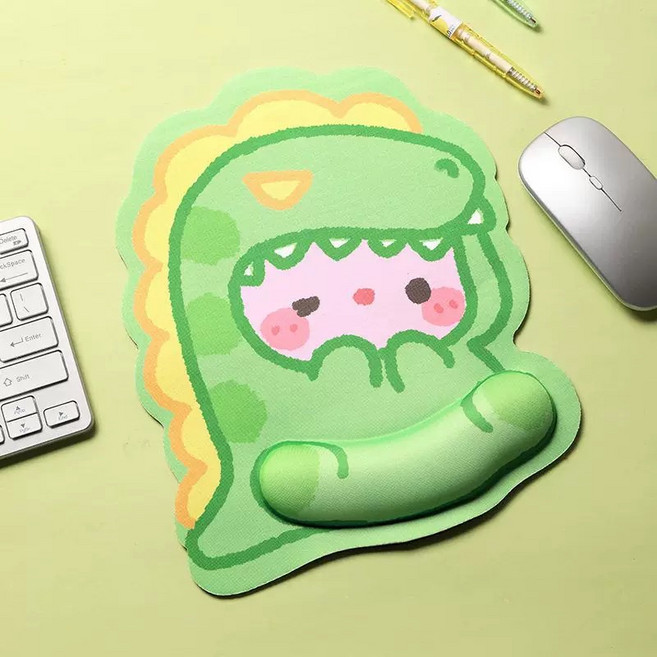 더풀룸 손목 보호 캐릭터 실리콘 마우스패드, 1개, 그린용용