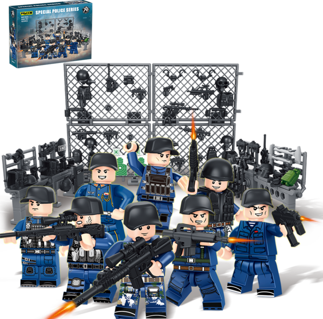 Wakku 시티 경찰특공대 레고호환블록 무기고 피규어 8in1블럭세트 pcs451, 1세트