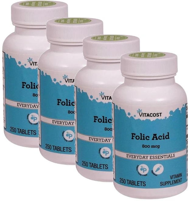 비타코스트 엽산 800mcg Vitacost Folic Acid, 250정, 4개 - 쿠팡