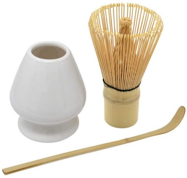 AOHAO 차선+차선립+차시 3PCS 세트 도자기 다구 다기 말차도구 matcha whisk, 1세트, 화이트