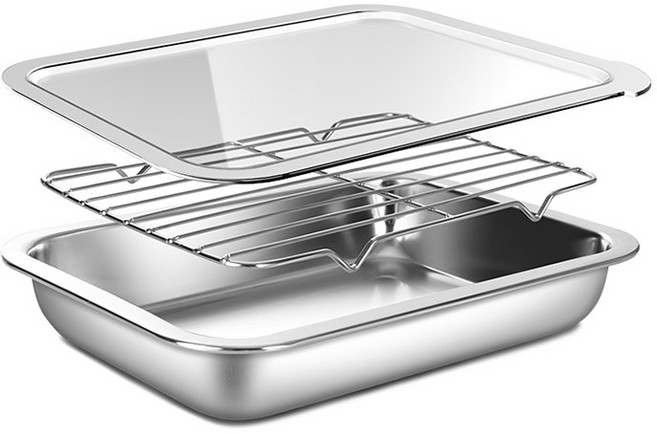 바겐슈타이거 연마제 없는 스텐 사각트레이세트 PC커버 No.01, 트레이 + 스텐 밧드 + 스텐 랙, 1세트