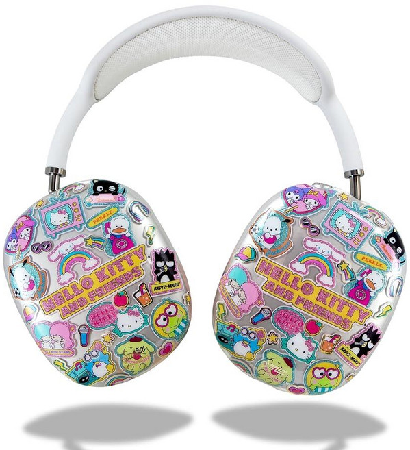 Sonix x Sanrio 에어팟 맥스 헤드폰용 보호 케이스 커버 | TPU 커버 케이스 | 헬로 키티 50주년 기념, HK 스티커