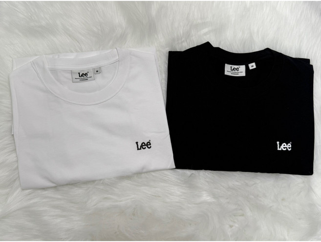 lee 미니로고 시원한 반팔 티셔츠 1+1 화이트 블랙 2팩