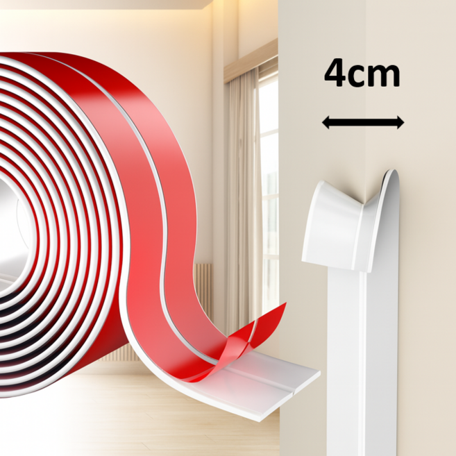 코너몰딩 ㄱ자 몰딩 모서리 마감 보호대 넓은 접착식 몰딩, 1개, 화이트 40mm x 3m