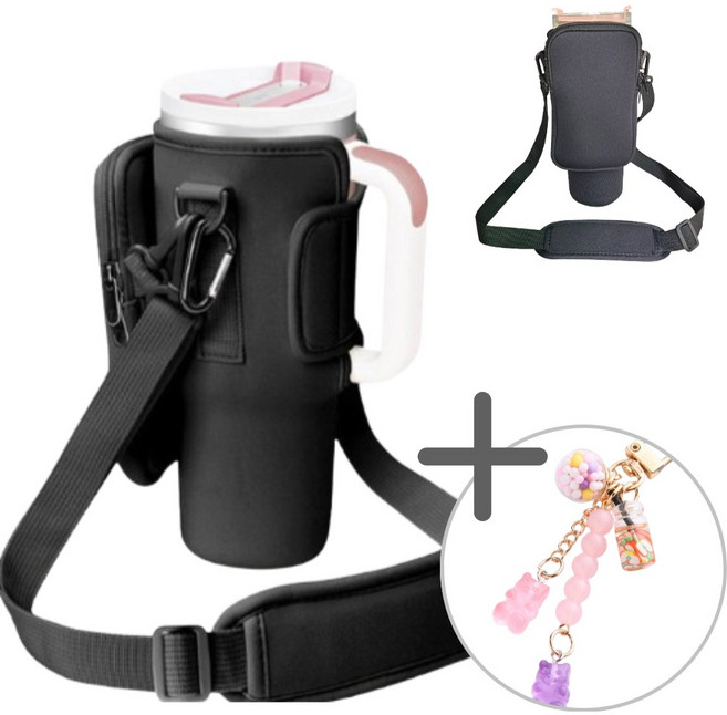 루나뷰링 스탠리 호환 텀블러 가방 백 주머니 파우치 대용량 887ml 1.8L, 1개, 블랙