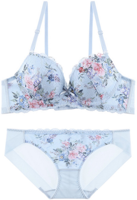 섹시쿠키 플라워 3단 후크 브라/햄팬티 세트BU