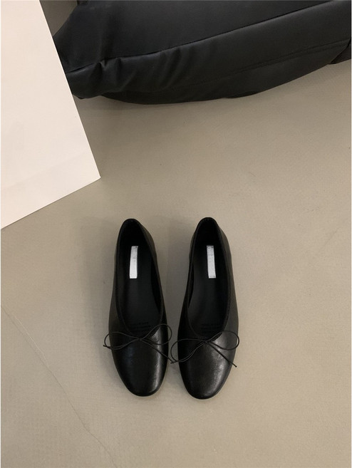 瑪莉珍鞋 法式淺口單鞋 平底豆豆鞋, 黑色,38