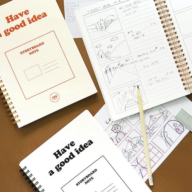 [2권SET] 인디고 기본 A5 스토리보드 노트(플롯 아이디어), 2개, 오렌지1권+화이트1권