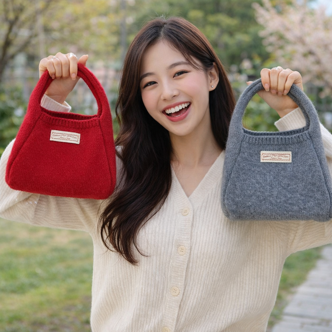 사이드비 러블리 데일리 베이직 니트 미니 손가방