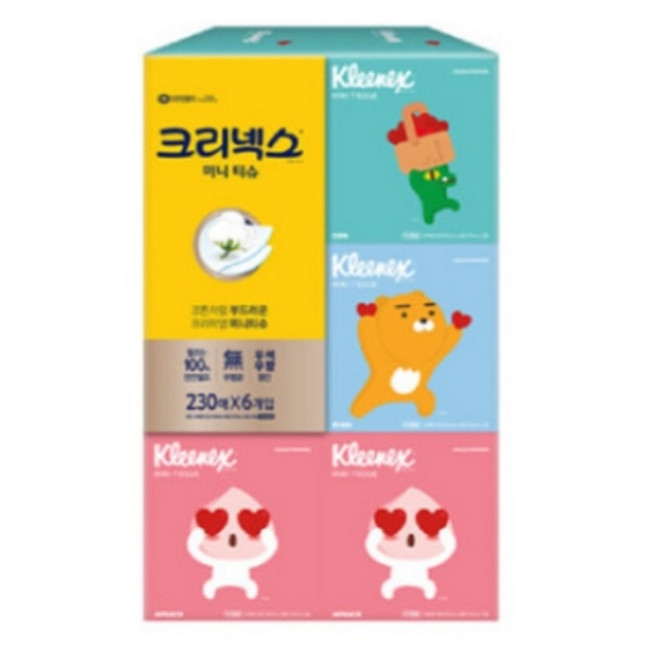 크리넥스 미니 카카오 갑티슈 2겹, 230매, 6개
