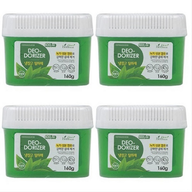 허브스토리 냉장고 탈취재 녹차젤, 160g, 4개