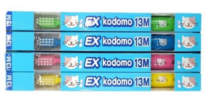 코도모 어린이 칫솔 13M, 혼합색상, 4개입, 1세트
