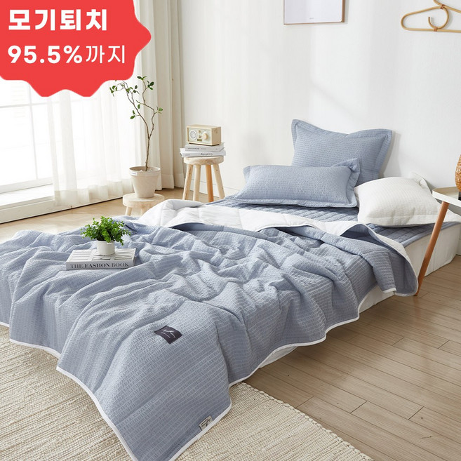 안티모스 차박 캠핑 여름이불 시원한 아사면 샤베트 삼베이불, 그레이, 패드베개커버세트