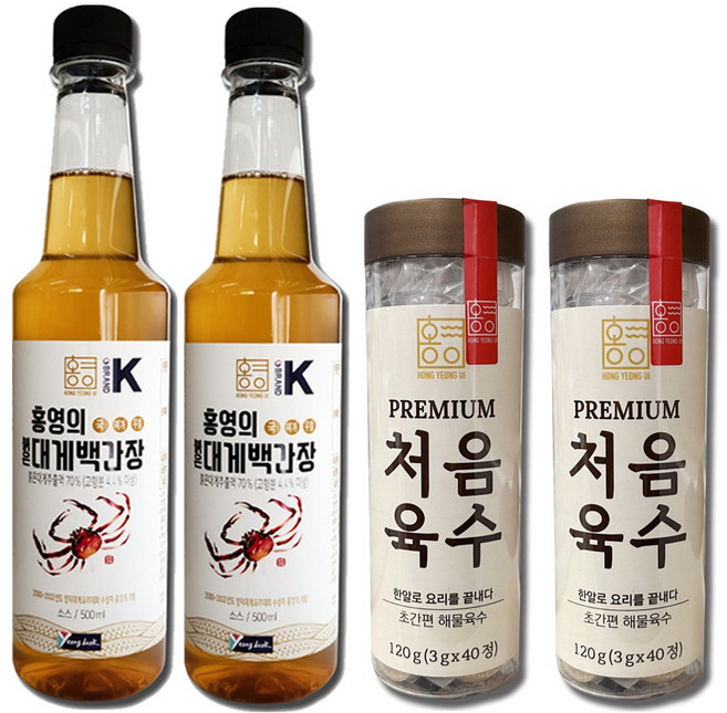 홍영의 홍영의 붉은대게 백간장500mlx2 처음육수120gx2 / 홍게로 만든 간장과 한알 육수, 2개, 500ml