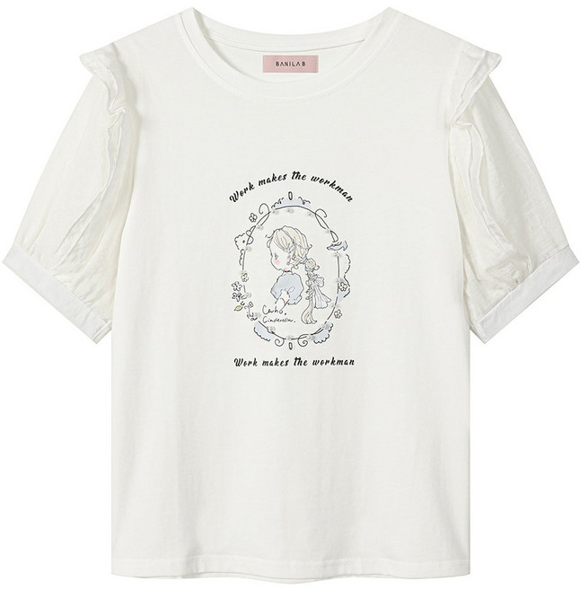 여성 소매 프릴 포인트 반팔 블라우스