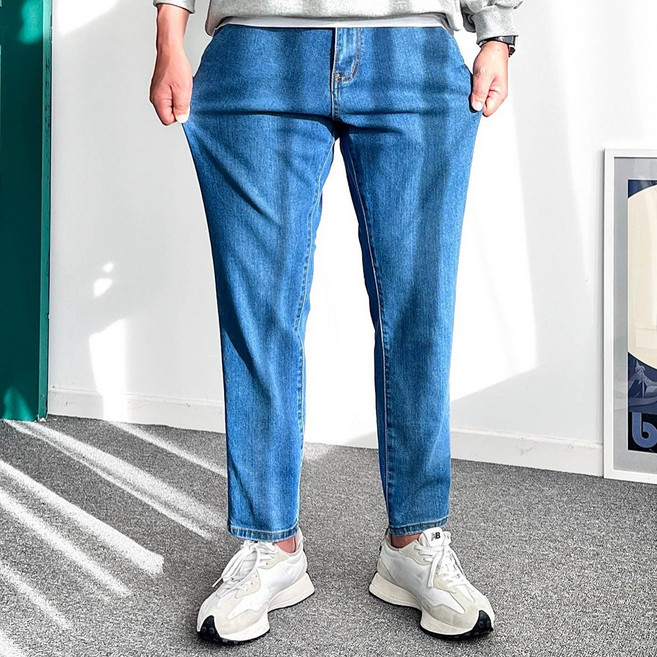 놈시크 28-40 남자 청바지 시크릿밴딩 스판 테이퍼드핏 블랙진 빅사이즈