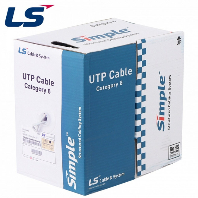 LS전선 난연 CAT6 UTP 기가 랜케이블 300M 단선 CMR 층간 수직 통신 공사용 랜선 박스 롤 제작 인터넷 선