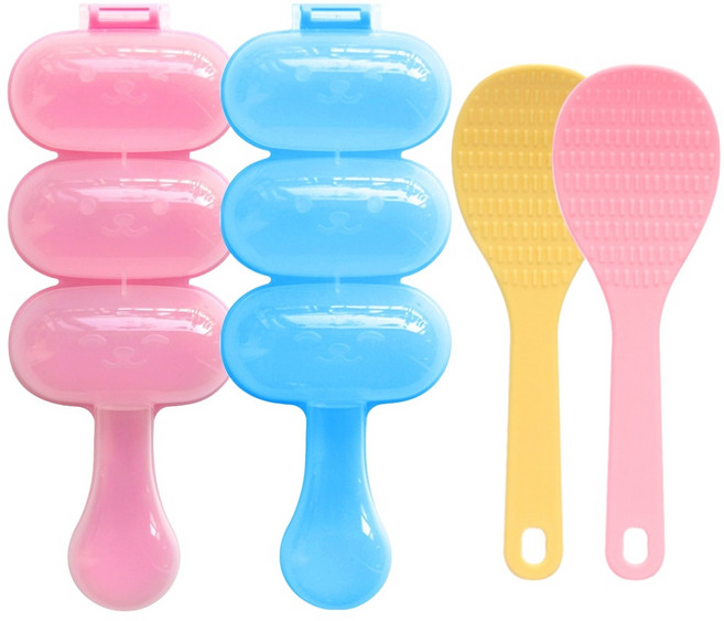 [국내산]빠른완성 주먹밥틀 주먹밥메이커 칼라주걱세트, 2세트, 블루+핑크