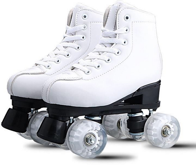 인라인스케이트 2018년정품 2열 롤러 스케이트화 남녀 화이트 반짝반짝 롤러스케이트 초보자, C02-화이트 발광아님, 1개