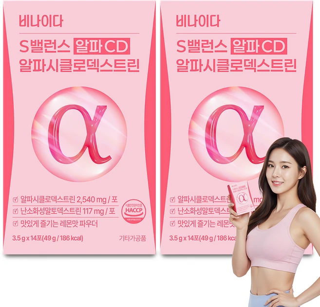 비나이다 S밸런스 알파CD 분말 식약청인증 다이어트 알파시클로덱스트린 난소화말성덱스트린, 2개, 49g - 쿠팡