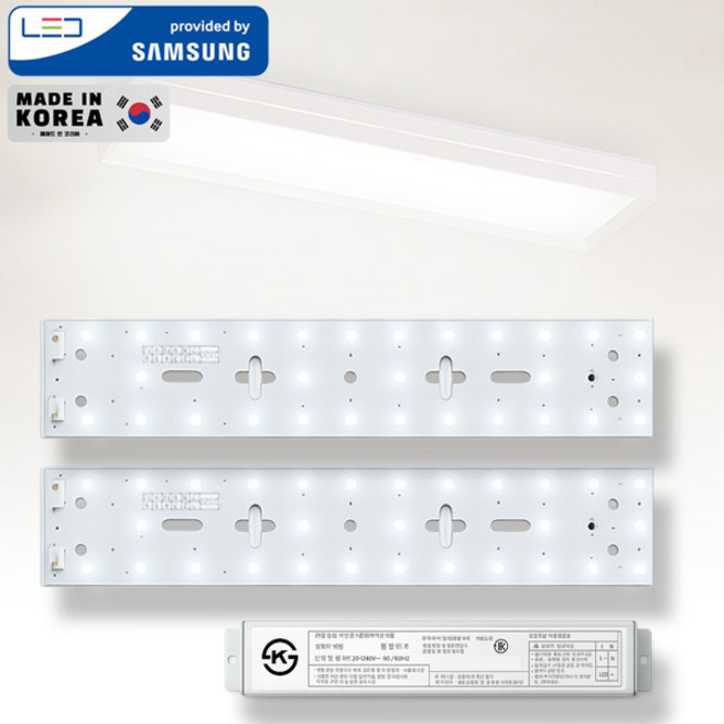 삼성 LED모듈 거실등 50W 안정기일체형 (560x90mmX2장) 리폼세트 FPL 대체 절전형 교체용 국내생산, 1세트, 주광색
