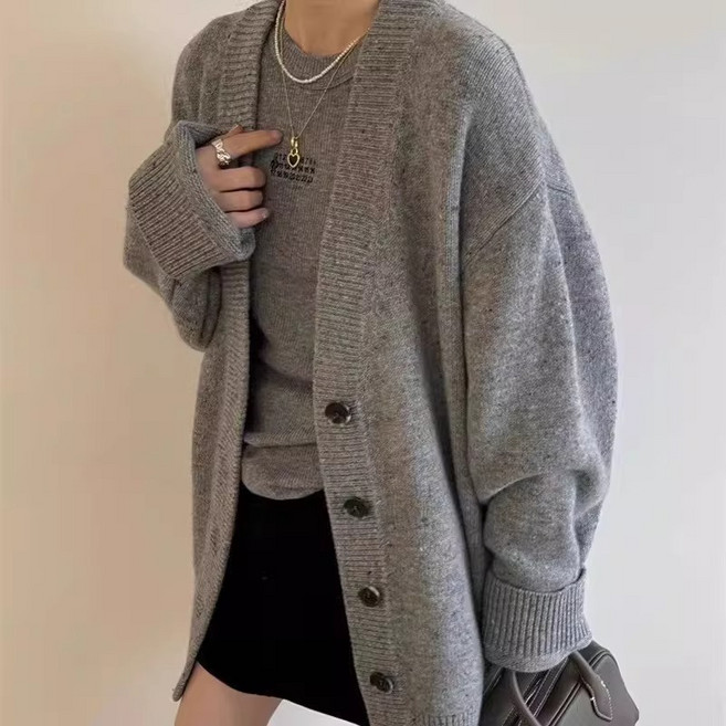 소소온 봄가을 루즈핏 니트 롱가디건 여성 데일리 아우터