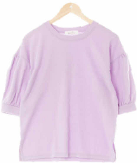 2453 로미스토리 파스텔라일락 면혼방 소매퍼프에센셜반팔티