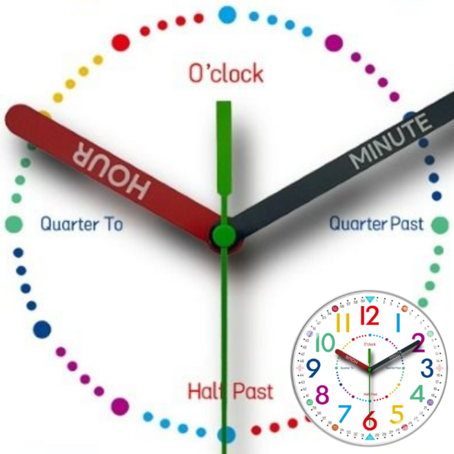 마할로 영어 시계공부 무소음 벽시계, 멀티컬러 2