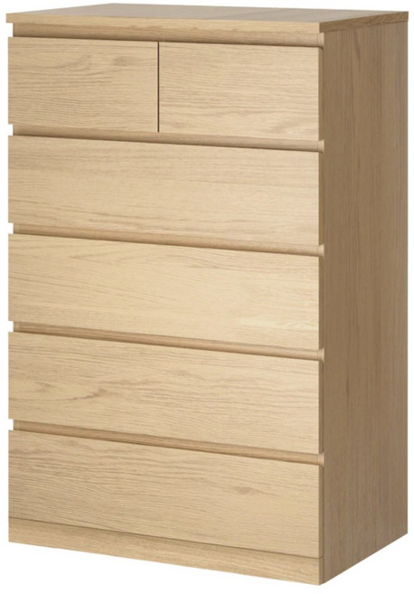 이케아 MALM 말름 6칸서랍장 화이트스테인 참나무 무늬목 80x123 cm 203.546.70, 신청
