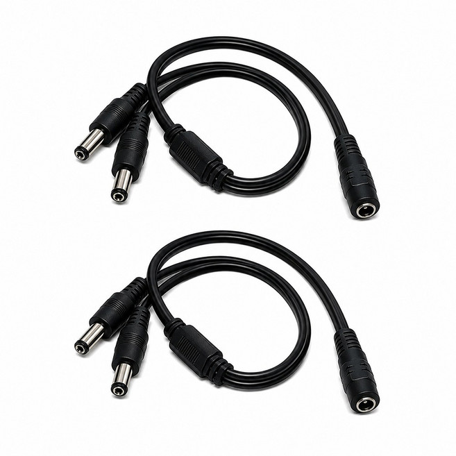 티놀지 DC 전원 2분배 케이블 5.5x2.1mm Y형 멀티잭 CCTV LED 공유기 호환, 2개, T-DC-M2F