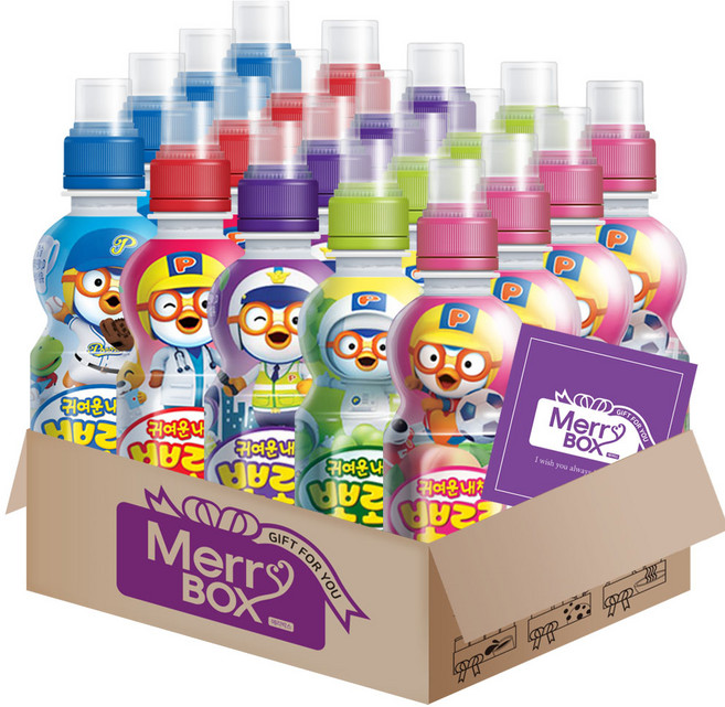 어린이음료세트 뽀로로20개 {밀크4+딸기4+블루베리4+샤인머스켓4+복숭아4}+메세지카드, 1세트, 235ml