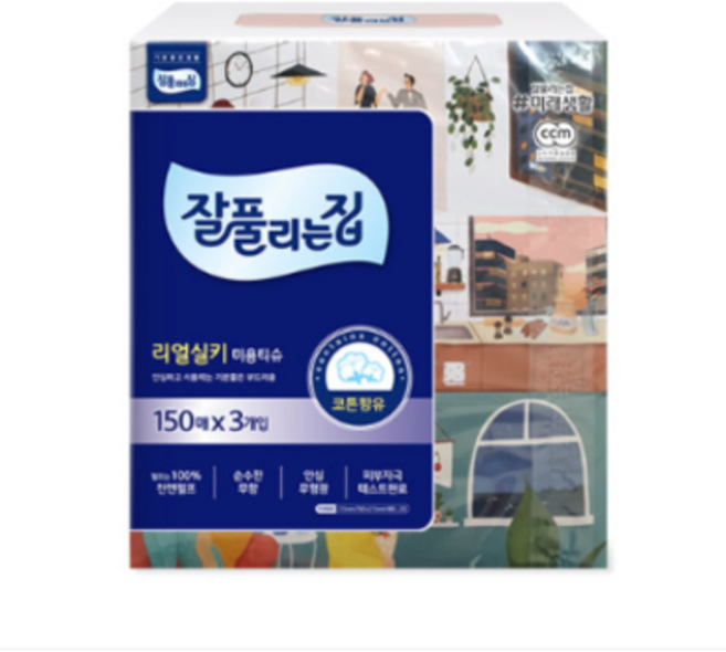 잘풀리는집 리얼 실키 미용티슈 2겹