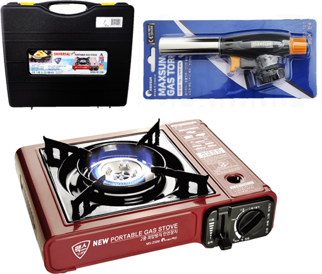 맥스 미니 버너 렌지+가방 ms-2500 브루스타 부르스타 휴대용, ms-2500 +가방+맥스 정품 가스 토치(그레이), 1개