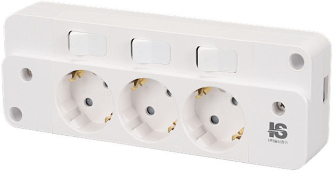 일신전기 국산 노출콘센트 3구 (개별스위치), 일신전기 노출 3구 콘센트(개별스위치), 1개