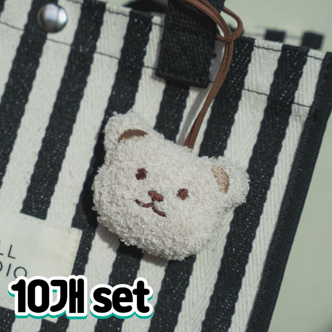 포시디아 귀여운 동물 인형 네임택 표시, 10개, 아이보리 곰돌이