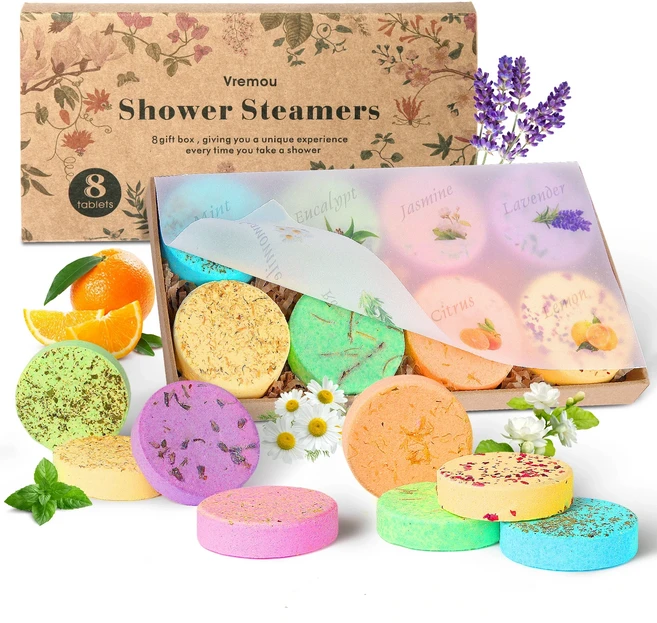 샤워 스티머 아로마테라피 -8 팩 엄마를 위한 어머니날 선물 여성을 생일 아내 십대 소녀 천연 에센셜, 02 Set of 8 Pack Flower - 쿠팡