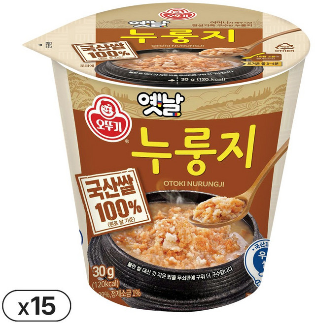 오뚜기 옛날 구수한 누룽지, 30g, 15개