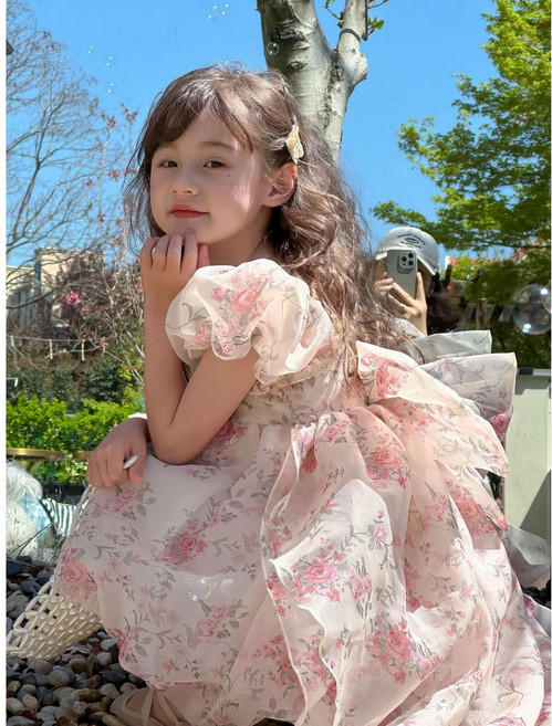 삐삐네옷가게 키즈 여아 하이블로썸 퍼프 언밸런스 드레스