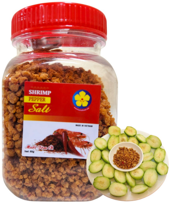 Vietcorner 베트남 매콤한 새우소금 과일소금 muoi tom ot, 3개, 80g