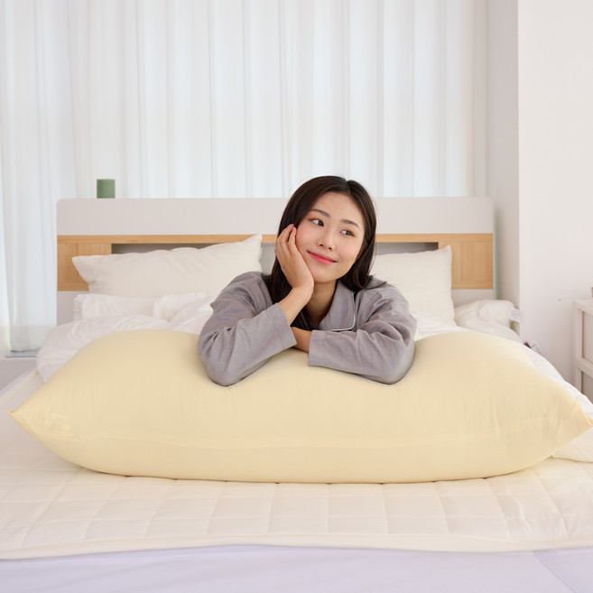 끌어안기 딱 좋은 크림 대형 바디필로우 방수형, 데이지 옐로우