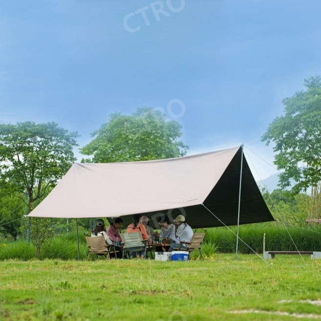 WOYEAH 대형 블랙코팅타프 암막 그늘막 렉타 타프, 6x8m 우드알루미늄폴4개포함