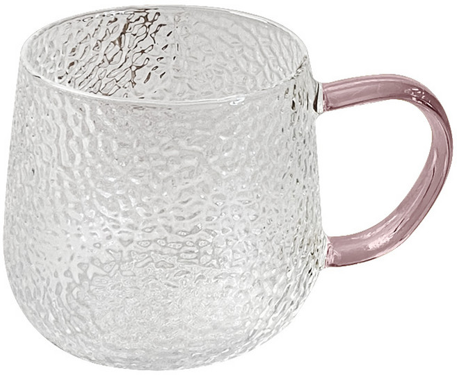 이태리 am 내열강화유리 해머톤 글라스 머그컵 머그잔 유리잔 유리컵 커피잔 물잔 물컵, 핑크, 1개, 350ml 글라스