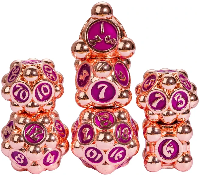 Cusdie 폴카 도트 금속 주사위 세트 DND D4-D20 던전 앤 드래곤 패스파인더 역할 놀이 보드 게임용 다면, 01 China Mainland, 03 Red Copper Purple