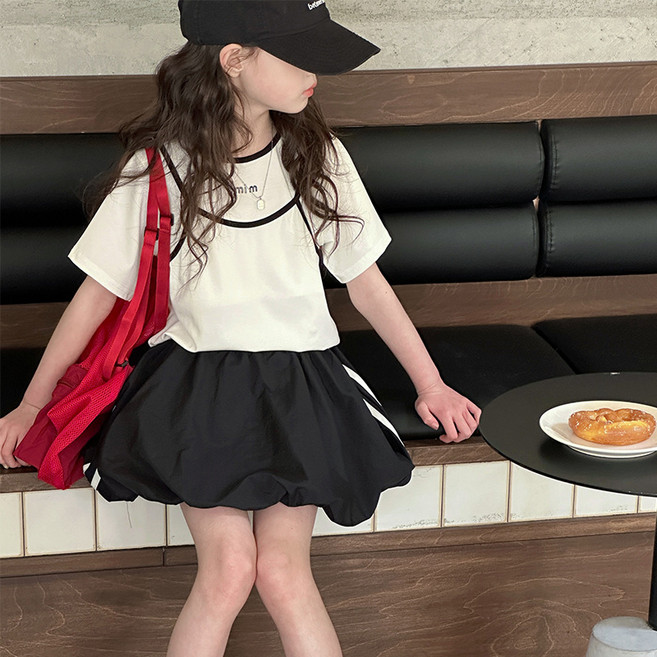 삐삐네옷가게 여아 주니어 스타일 페이크나시 벌룬 치마세트