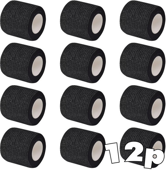 BLACKTAPE 그립테이프 밴드 5cm, 블랙, 12개