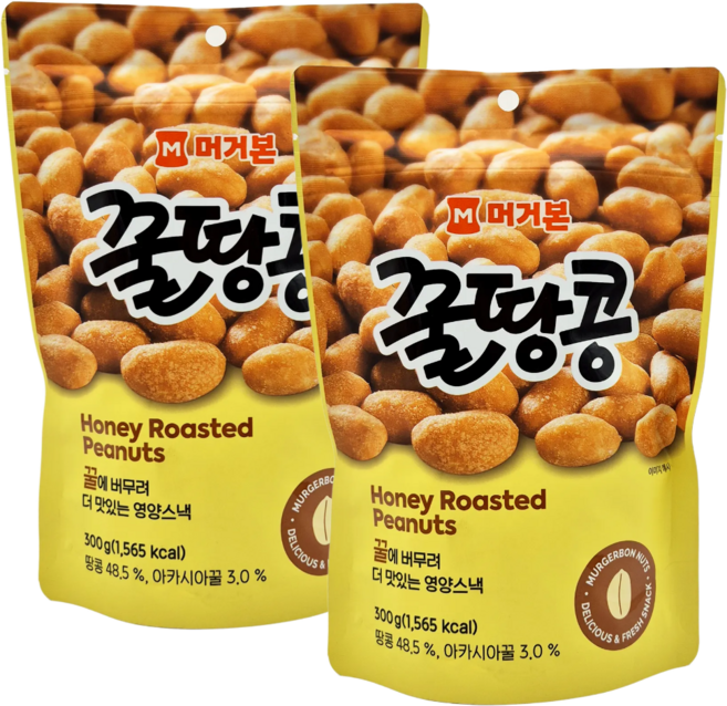머거본 꿀땅콩 허니로스티드땅콩 달콤한 땅콩간식 대용량, 300g, 2개