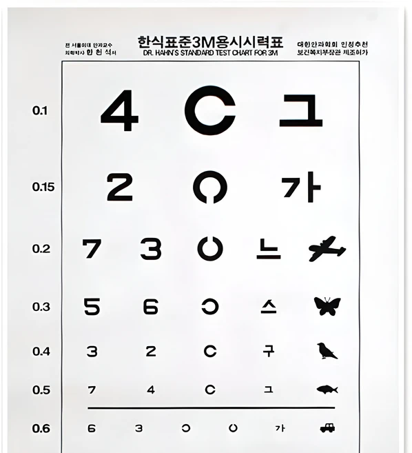 한천석 종이시력표 시력측정 시력검사표 3M, 1개 - 쿠팡