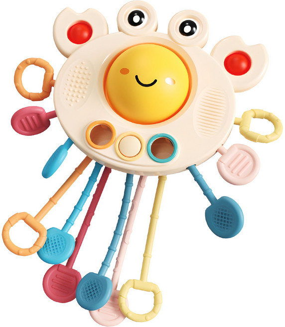 우주선 실리콘 풀 스트링 촉감놀이, 꽃게, 1개